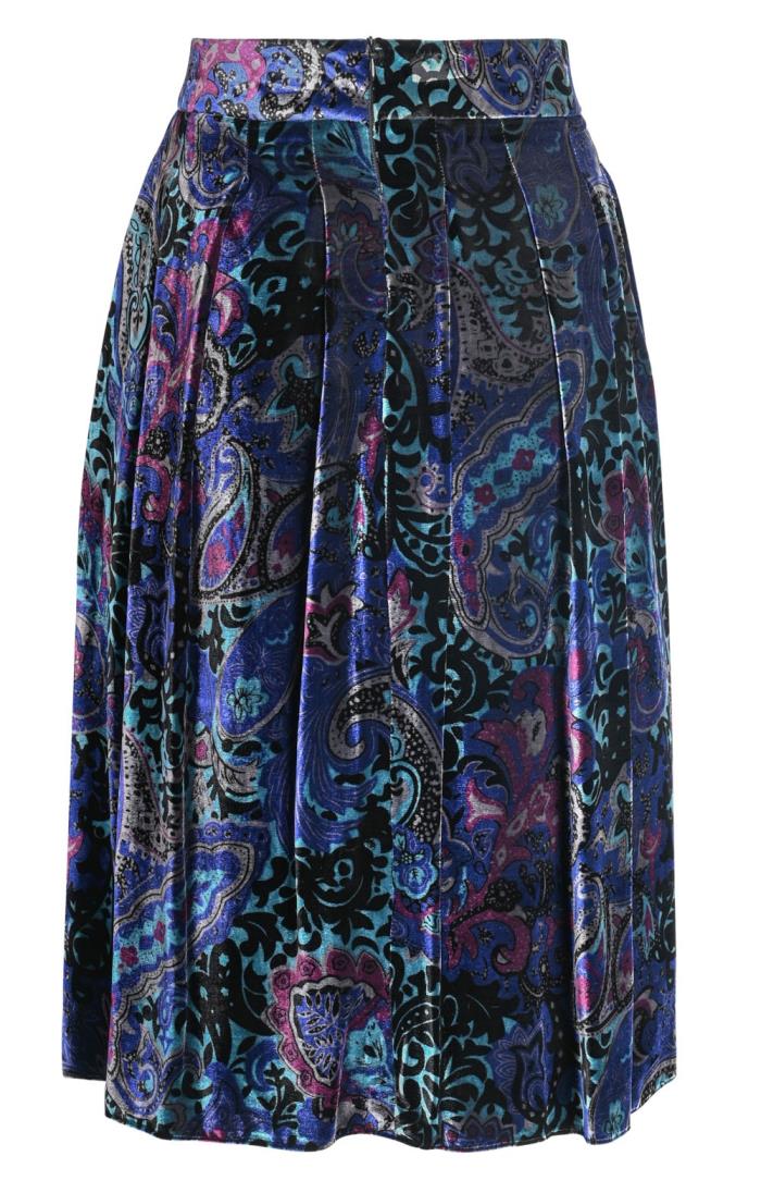 Ladies Velvet Box Pleat Skirt