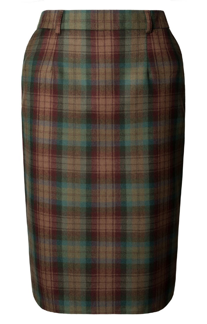 Brown tartan pencil skirt best sale