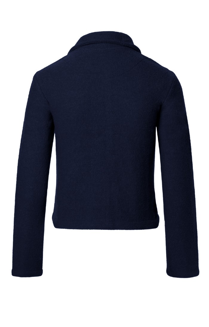 Ladies Cropped Boiled Wool Jacket Navy House of Bruar