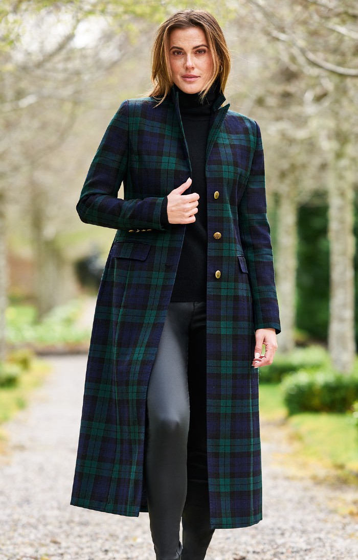 Women's Black Watch Tartan Double Breasted Kate Coat, Long Coat For Women, Ladies Black Watch on sale Jacket, Tartan Coat, Classic Scottish Coat