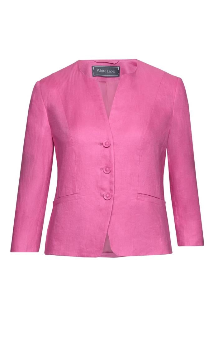 Pink linen jacket discount ladies