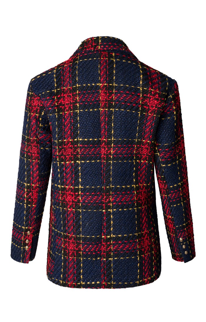 Ladies Boucle Tartan Check Blazer