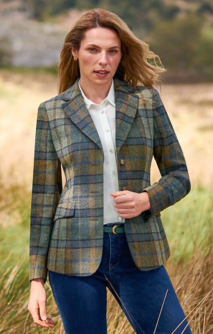 Ladies British Tweed Hacking Jacket, Green - House of Bruar