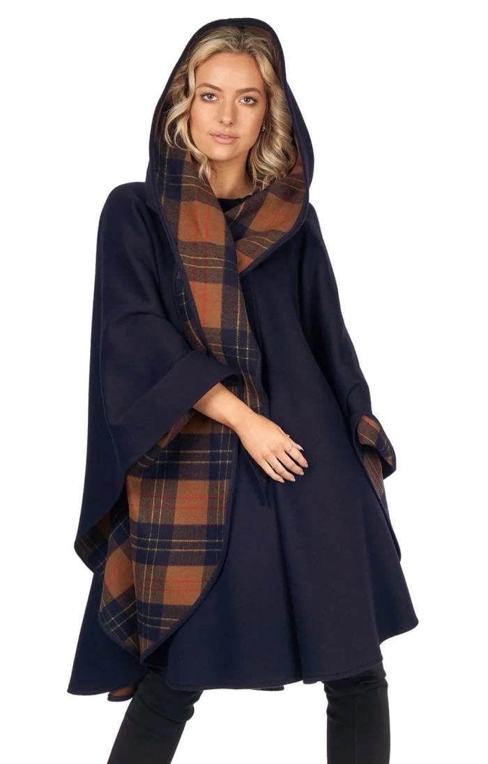 DIY craft: Transforming Plaid Wool Blanket Wrap to Hooded Cape 