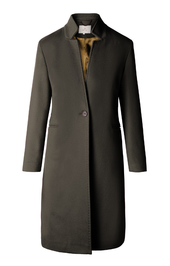 Ladies Wool Cashmere Notch Coat Green House of Bruar