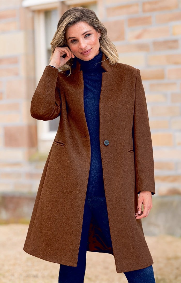 Ladies Wool Cashmere Notch Coat - House of Bruar