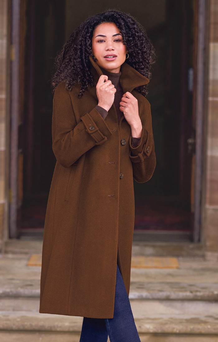 Ladies Wool Cashmere Raglan Coat Brown House of Bruar