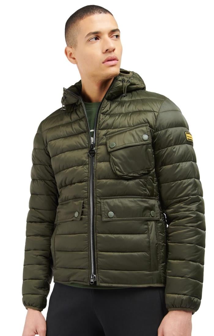 Men s Barbour International Racer Ouston Hooded Quilted Jacket