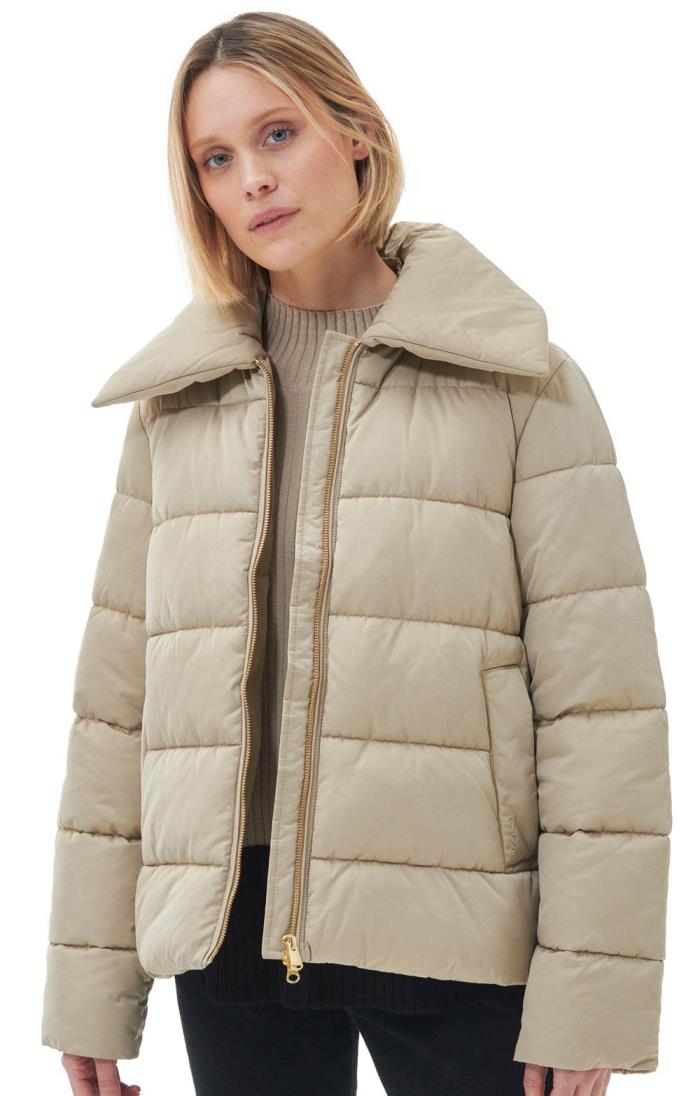 Beige quilted hot sale jacket ladies