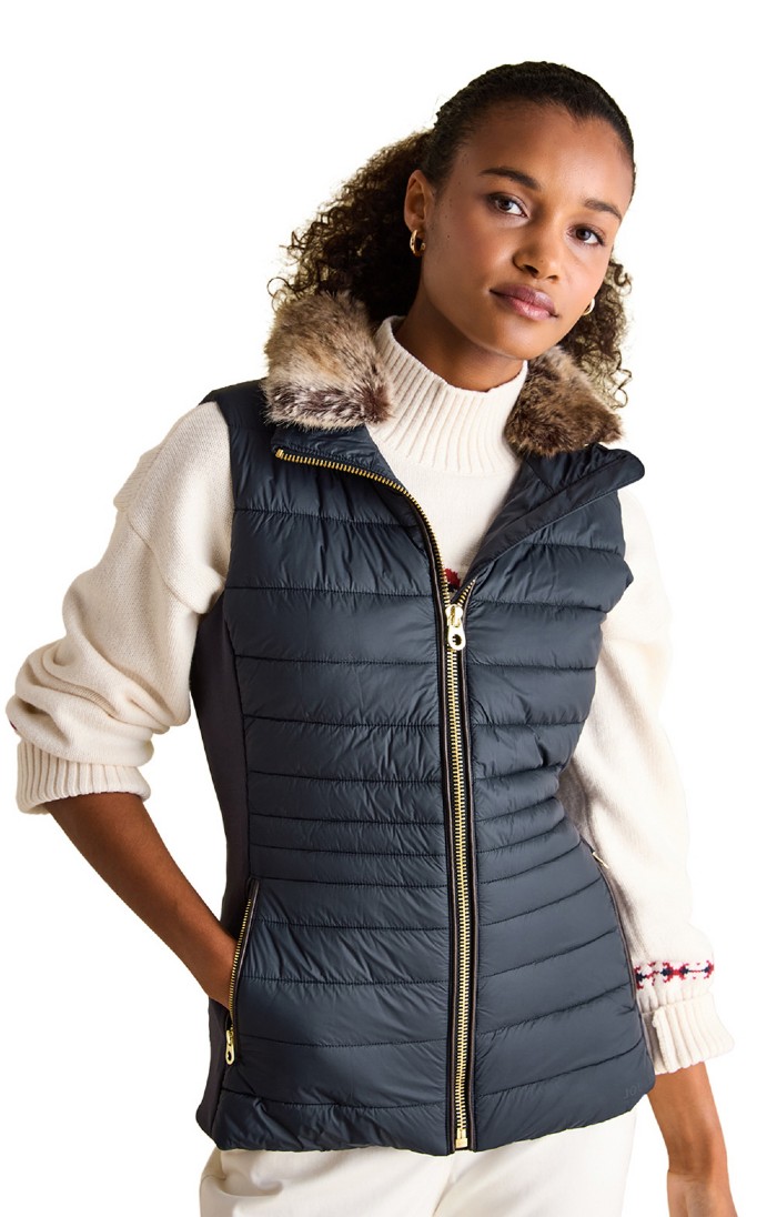 Ladies Joules Beckley Showerproof Quilted Gilet Navy House of Bruar