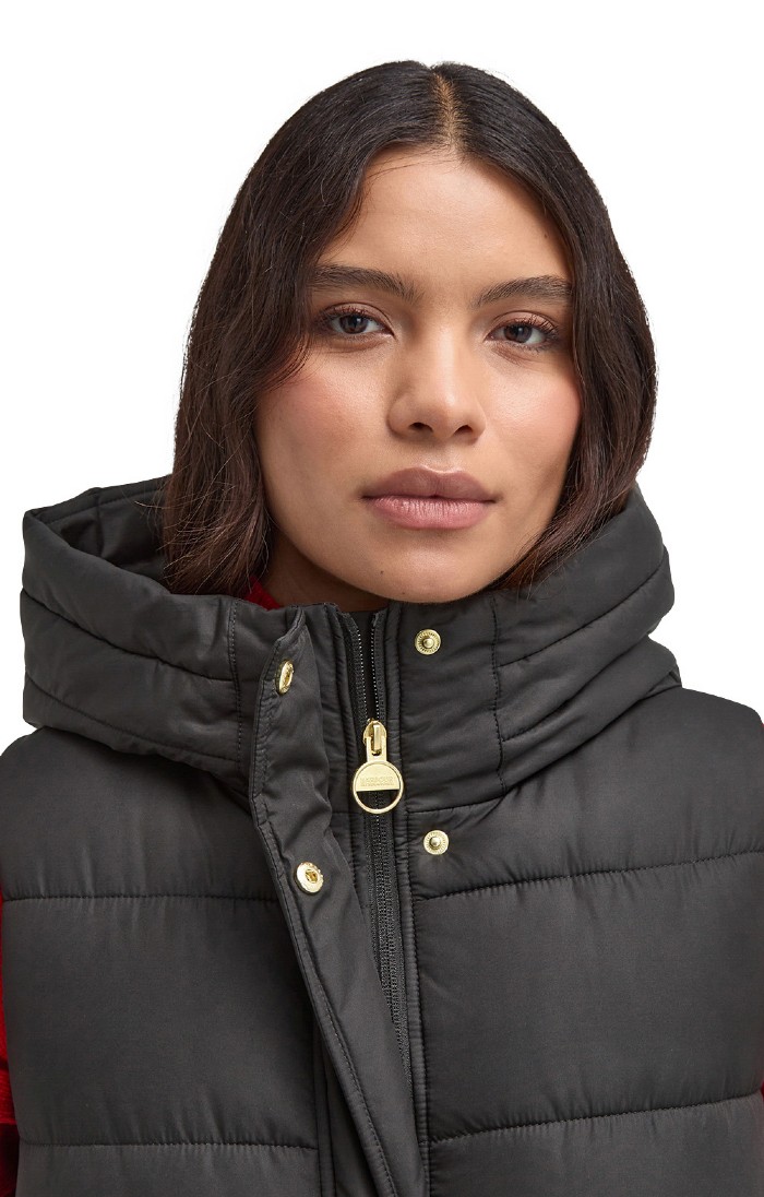 Ladies Barbour International Greyson Longline Puffer Gilet Black House of Bruar