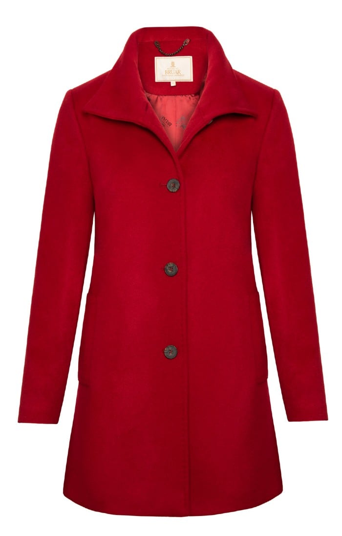 Funnel neck red outlet coat