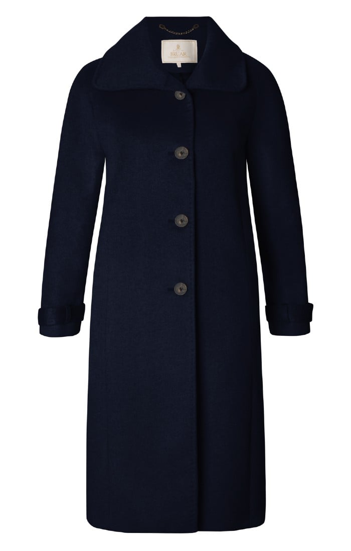 Ladies Raglan Cashmere Coat, Navy - House Of Bruar