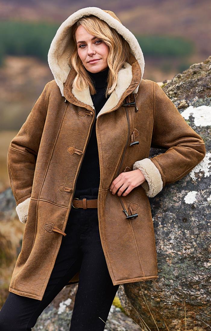 Ladies Sheepskin Duffle Coat
