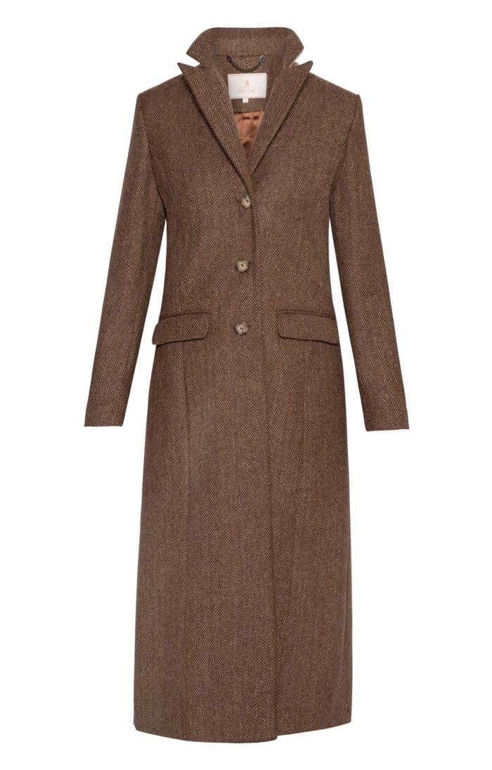 Single Breasted Full Length Tweed Coat