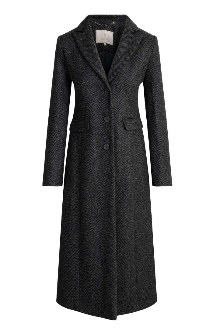 Single Breasted Full-Length Tweed Coat