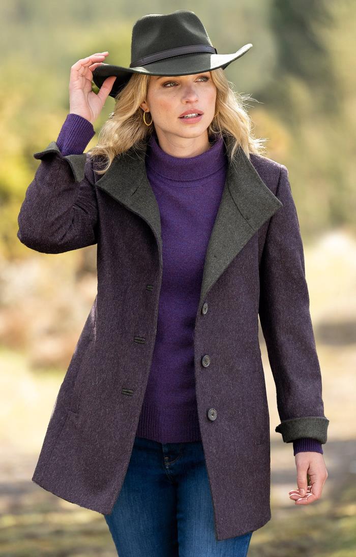 ladies plum coat