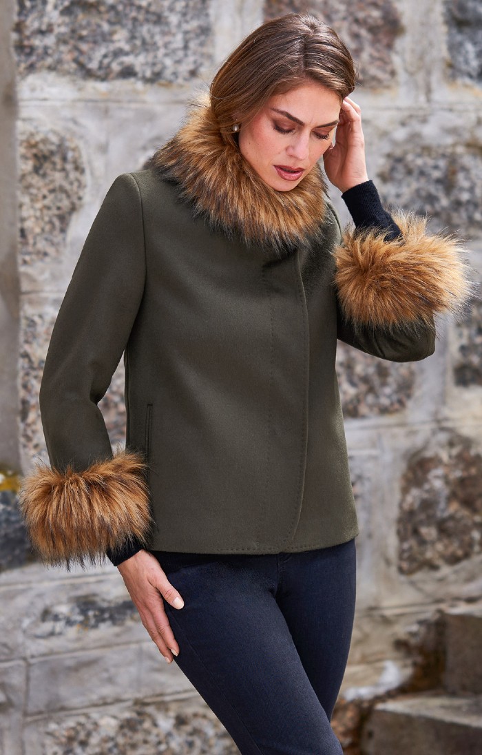 Faux trim coat best sale