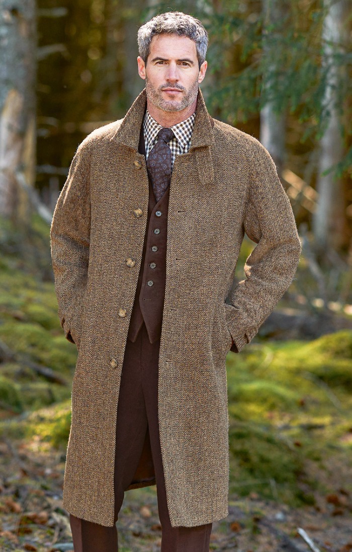 Harris tweed coat mens online