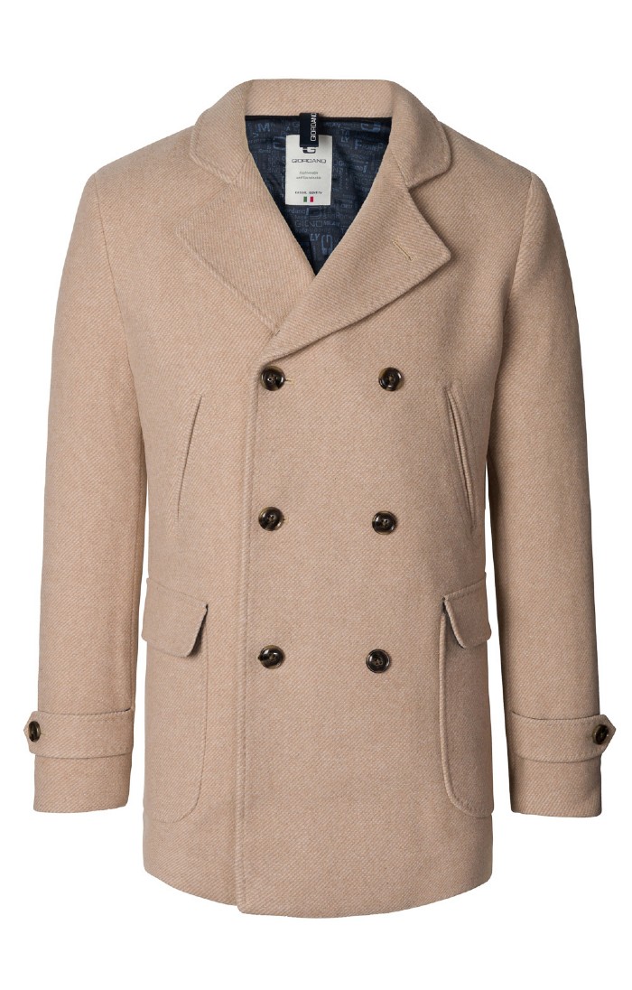 Double breasted wool blend coat online