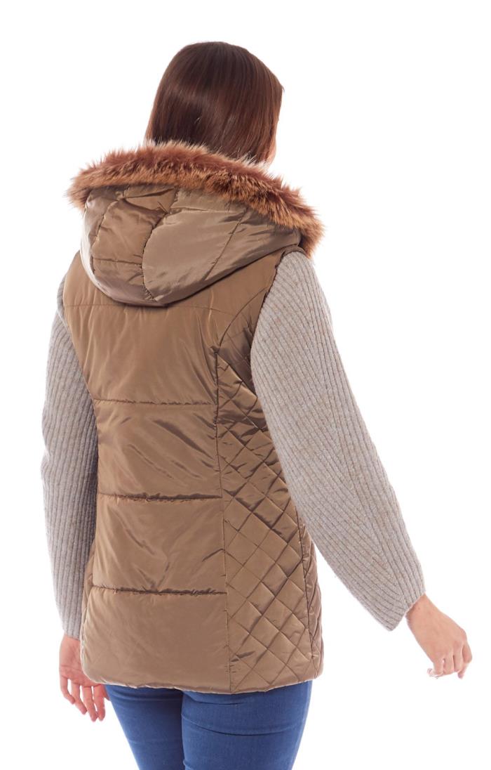 Ladies Fur Trim Hooded Gilet House of Bruar