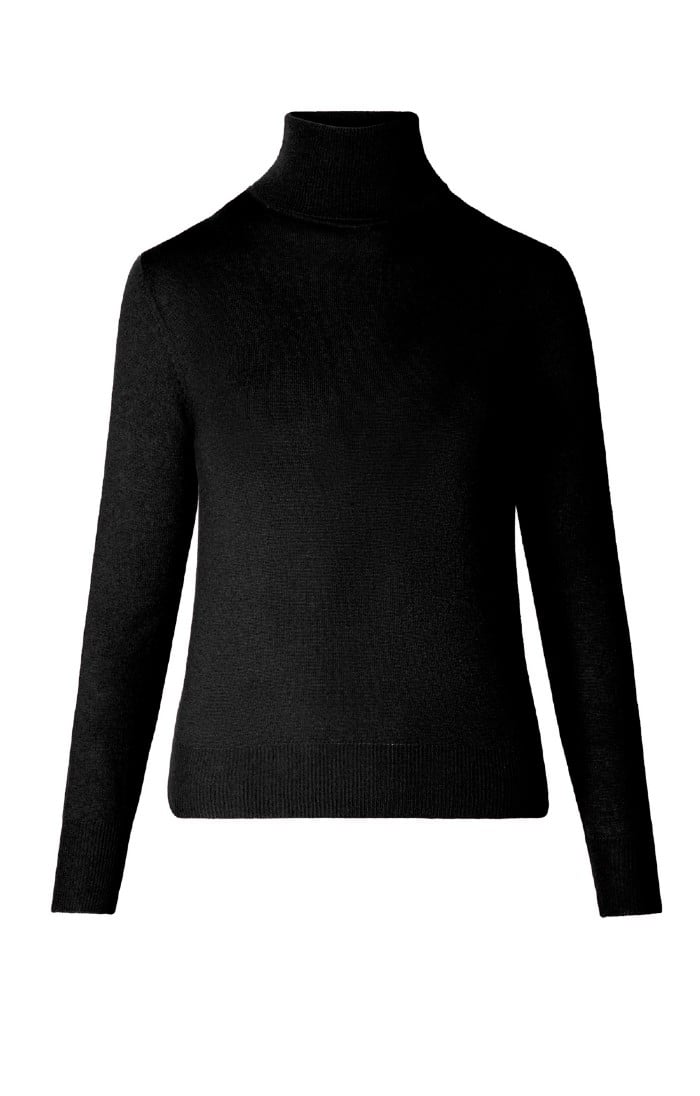 Ladies Merino Roll Neck, Black - House of Bruar