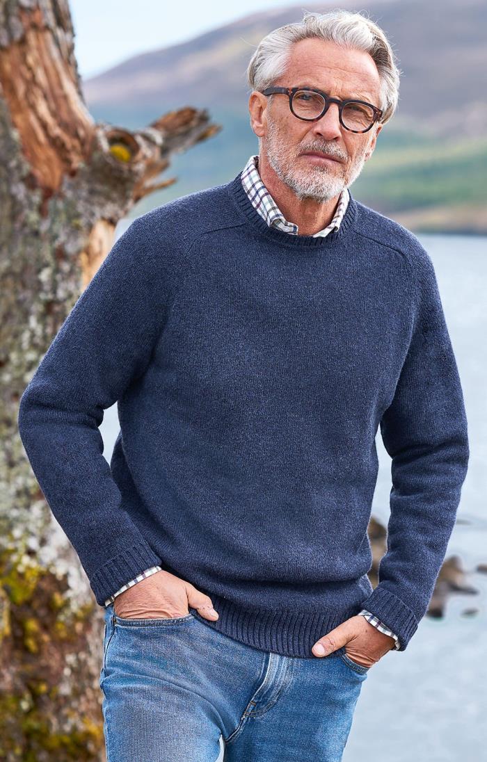 Men's shetland wool hot sale crewneck sweater