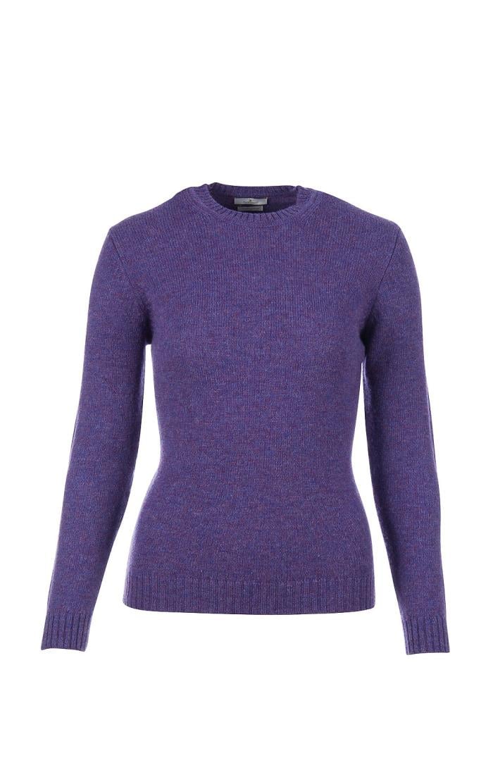 Ladies Munrospun Shetland Crew Neck Jumper, Purple - House of Bruar