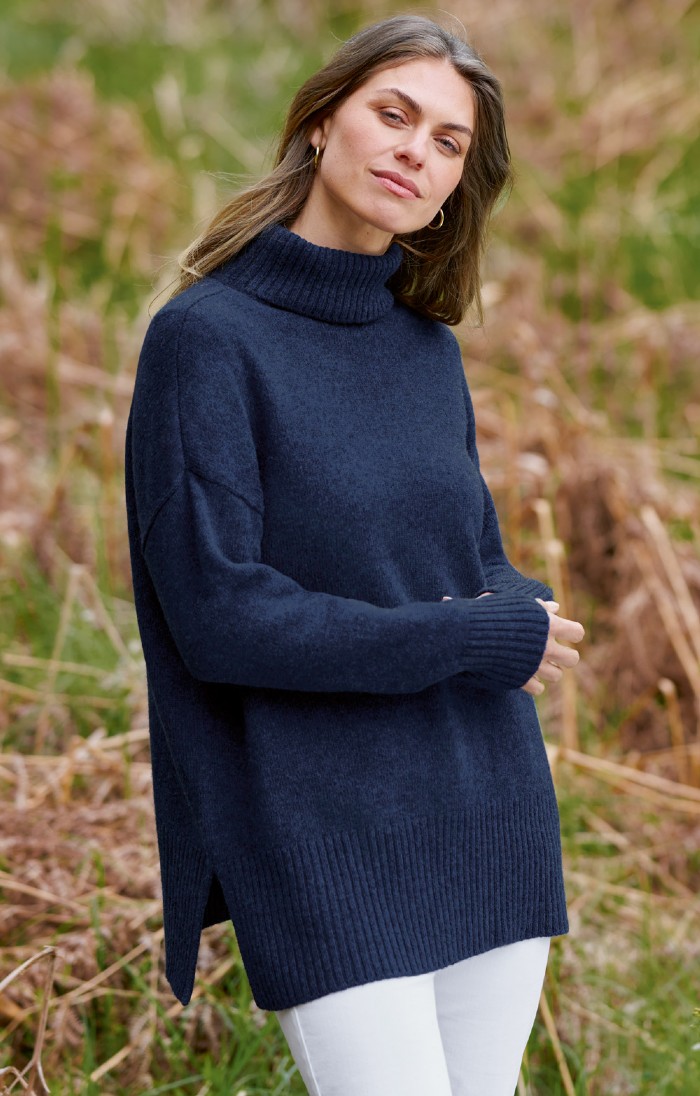 Longline polo neck jumper womens best sale