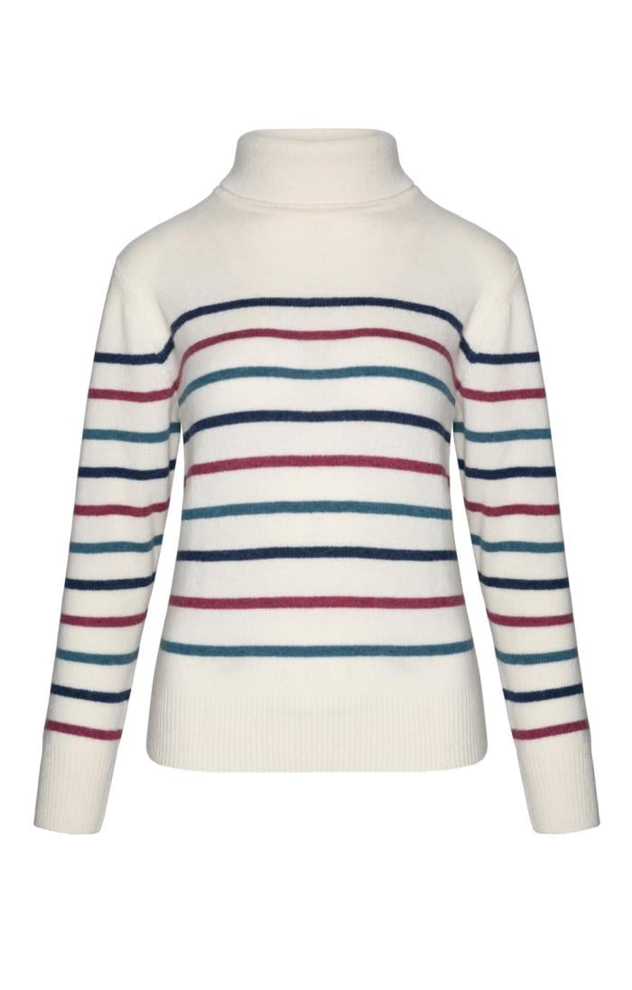 Ladies Lambswool Striped Roll Neck - House of Bruar