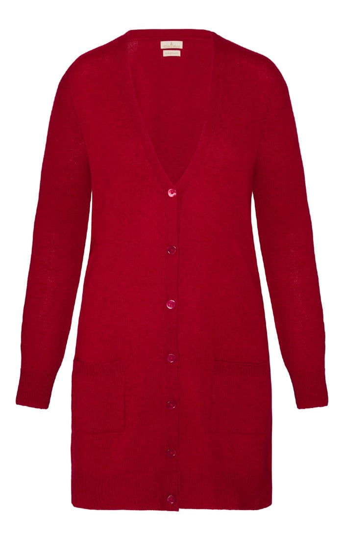 Ladies Country Lambswool Boyfriend Cardigan, Red - House of Bruar