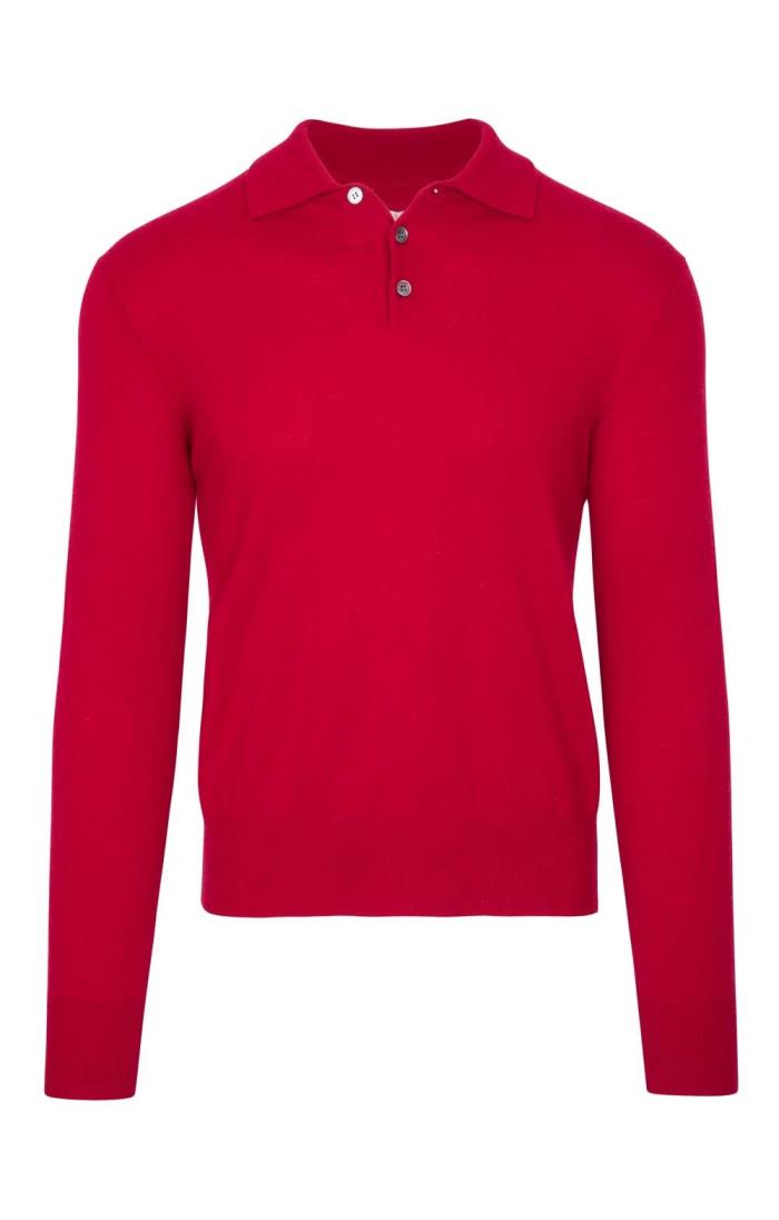 men's cashmere polo shirt long sleeve