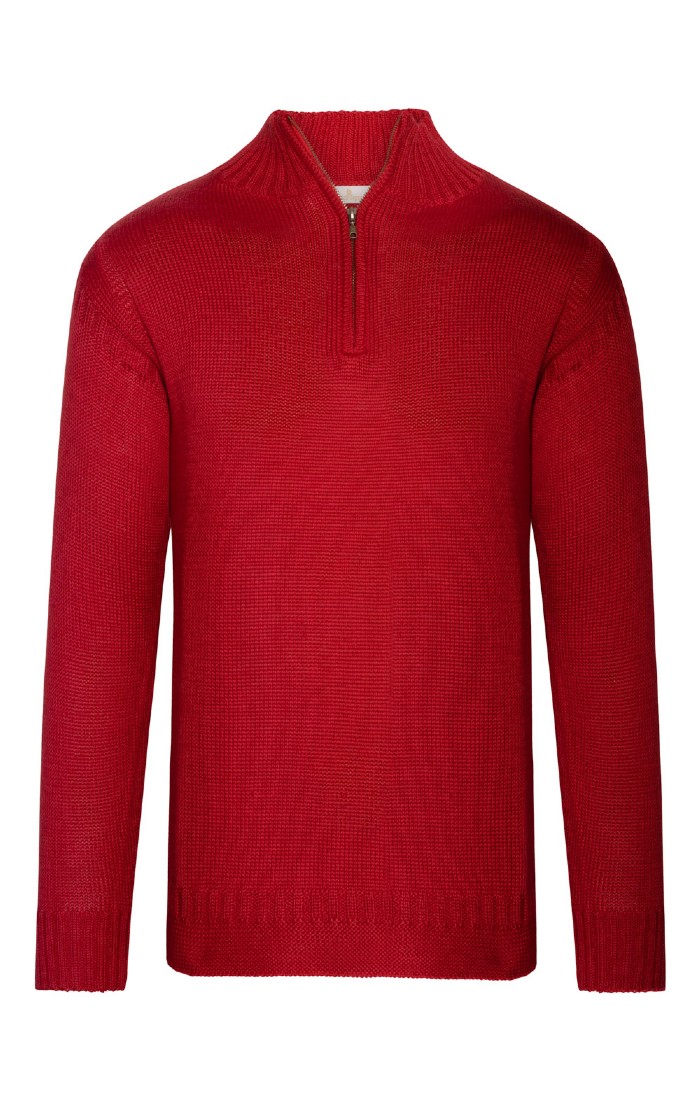 Mens Pure New Wool Guernsey T-zip - House Of Bruar