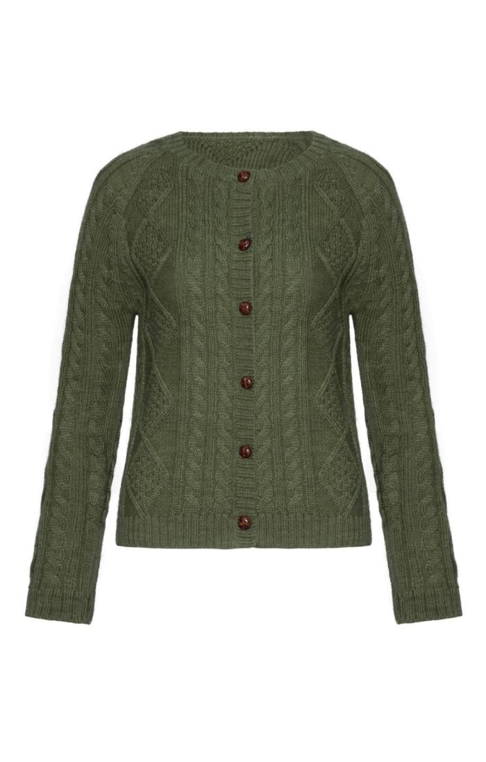 Ladies Pure New Wool Aran Cardigan - House of Bruar