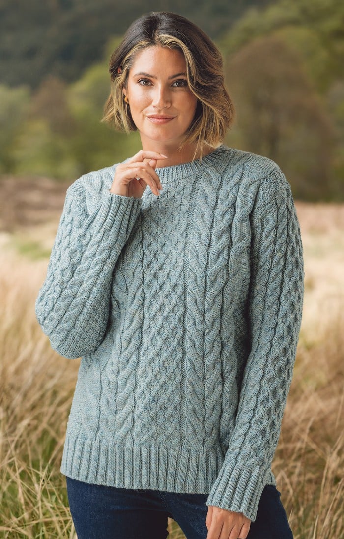 Ladies Aran Crew Neck - House of Bruar