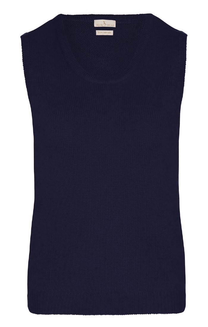 Ladies Cashmere Slipover, Navy - House of Bruar