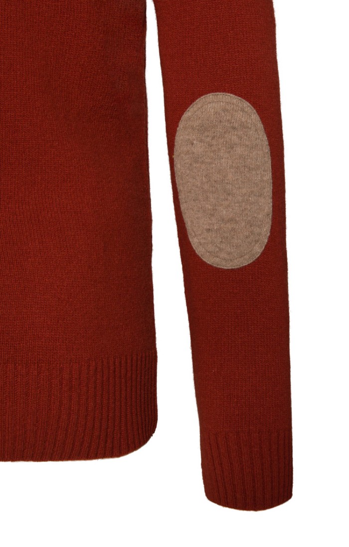 Men s Crew Neck Sweater with Elbow Patch House of Bruar