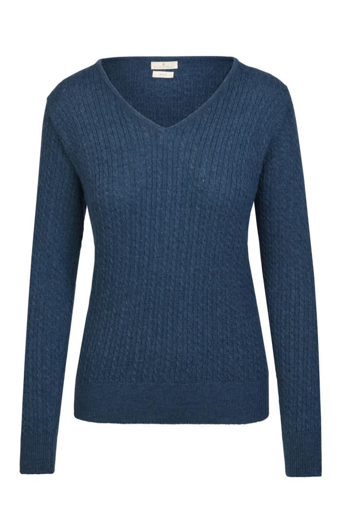 Ladies Lamora Cable V Neck - House of Bruar