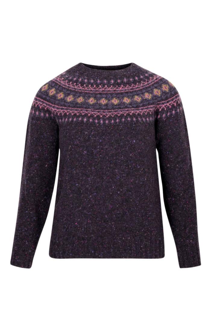 purple fair isle sweater