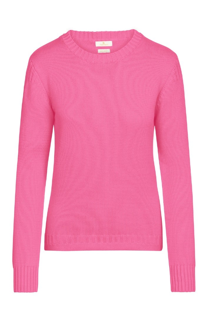 Ladies Cotton Guernsey Sweater 5gg, Pink - House of Bruar