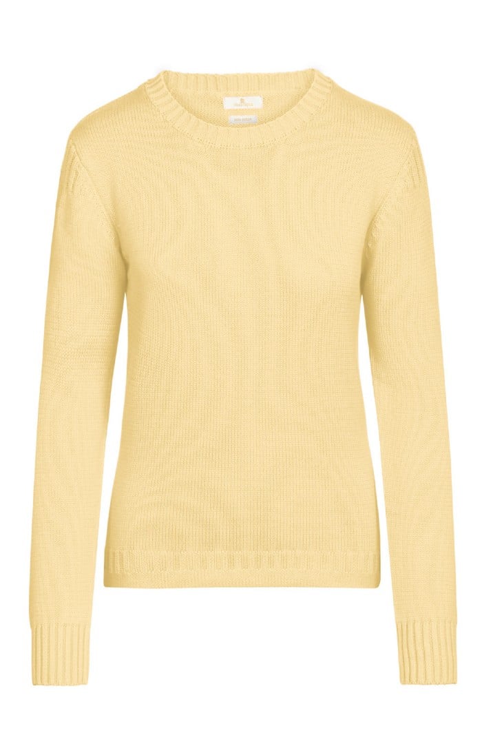 Ladies Cotton Guernsey Sweater 5gg, Yellow - House of Bruar