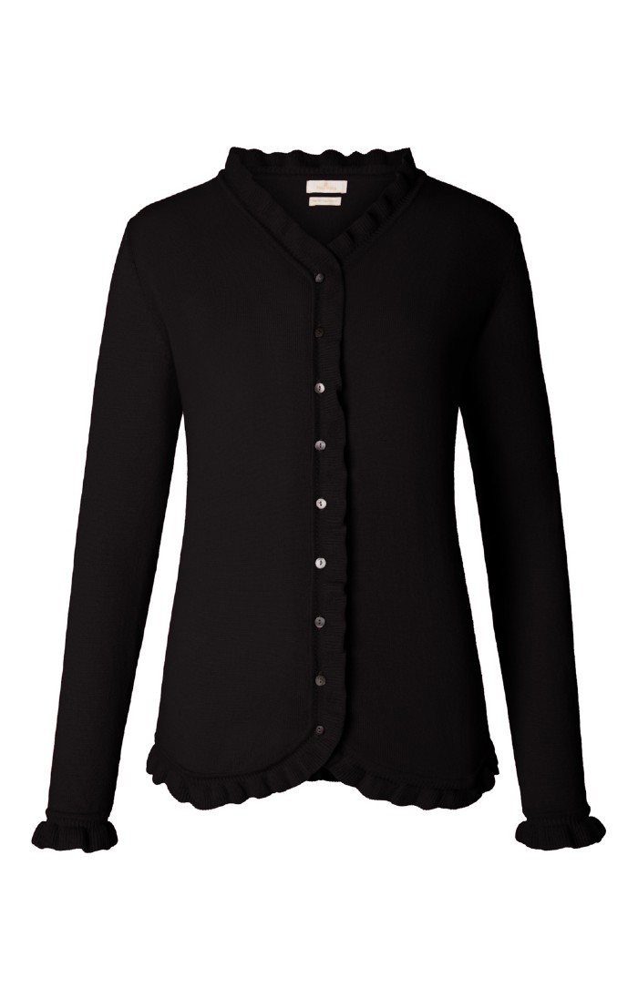 Ladies Merino Cashmere Ruffle Cardigan