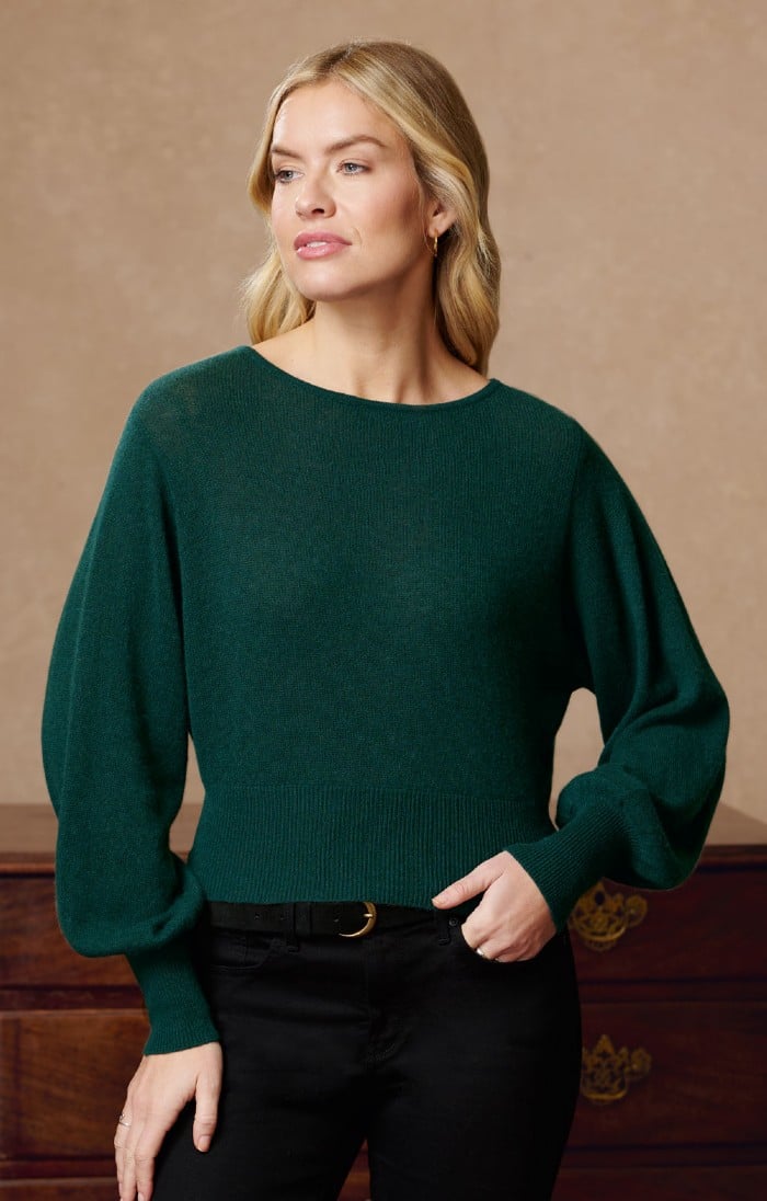 Ladies Gauzy Cashmere Balloon Sleeve Sweater House Of Bruar 8916