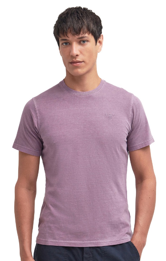 Barbour t shirt mens purple on sale