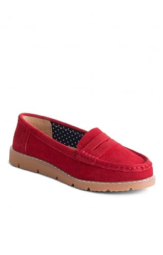 House Of Bruar Ladies Suede Moccasin - Red, Red