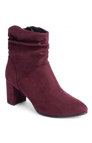 Ladies Marco Tozzi Ruched Heeled Ankle Boots, Bordeaux