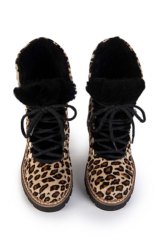 leopard lace up boots