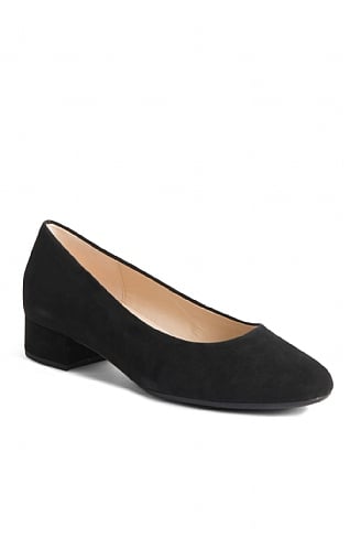 Ladies Gabor Block Heel Court Shoes, Black Suede