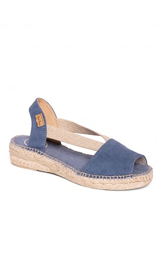 House of Bruar Ladies Suede Open Toe Flat Espadrille, Indigo