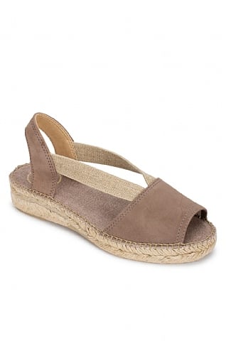 House of Bruar Ladies Suede Open Toe Flat Espadrille, Taupe